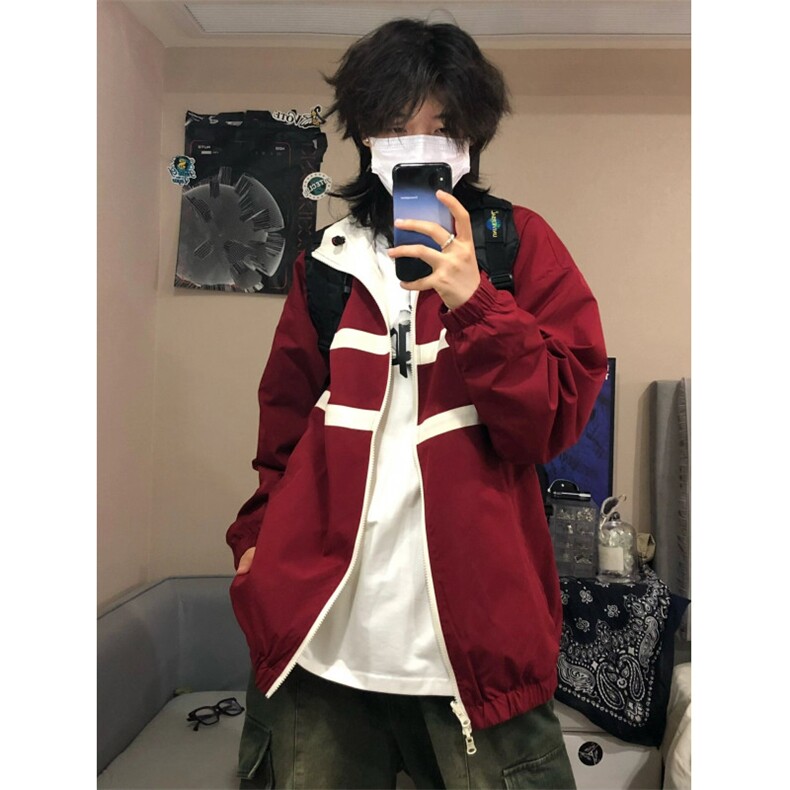 正反两穿外套男春秋季双面穿青少年运动高级感美式夹克JK5711-P70,男装夹克,星座1007（原301D）