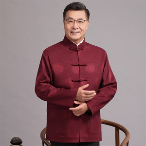2026春款中老年风唐装外套男中式复古盘扣汉服爷爷过生日外套图片