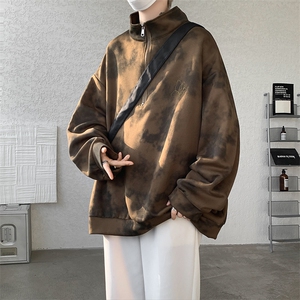 现货 WY10083-特P45 控88 新款面料扎染高品质宽松立领卫衣图片