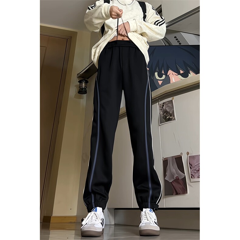 k3218-P48加绒P58秋冬抖音高品质潮牌宽松男女织带束脚休闲卫裤,男装休闲裤,电商A009A（原A058A）