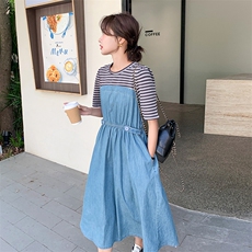 【现货】2023年夏季新款条纹拼色连衣裙82367-P110-K165，女装连衣裙，一九零
