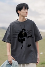 港风24夏款时尚百搭字母印花圆领短袖T恤T61131P25控38，男装T恤，电商A268A