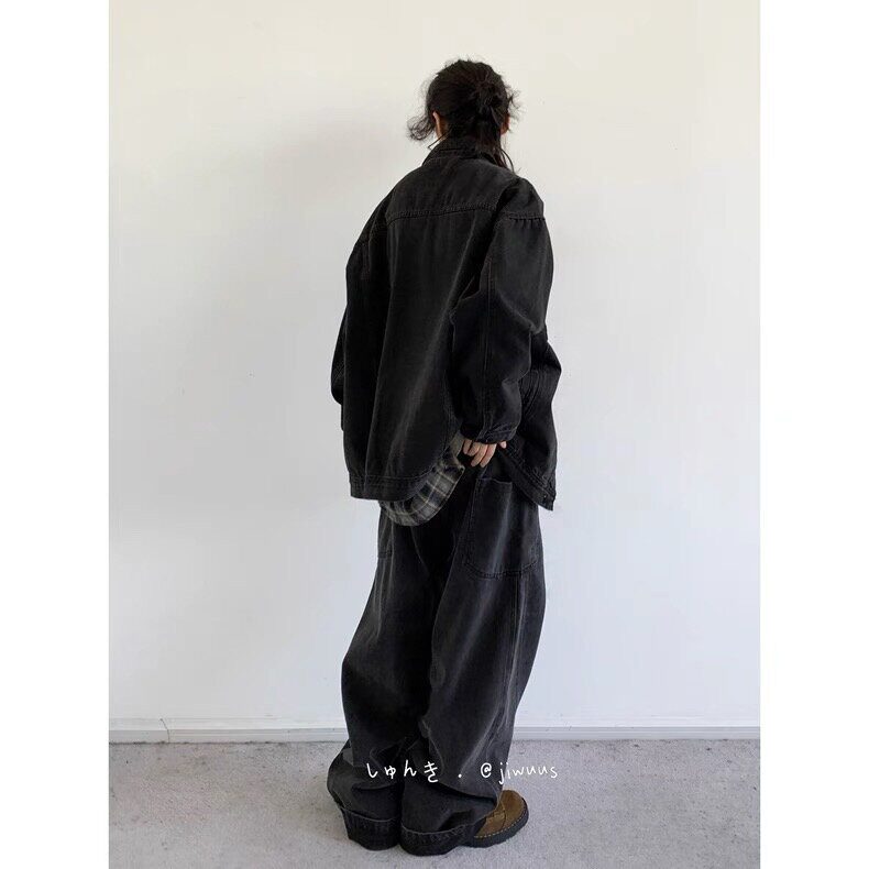 J57-P78美式高街复线设计感牛仔夹克男女2025春秋冬新款宽松,男装T恤,电商B323A