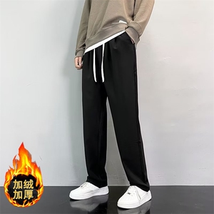 加绒加厚西裤男秋冬季款宽松阔腿裤直筒运动卫裤休闲裤 S1图片