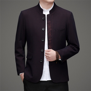 高品质中山装西服外套男士中老年风新中式休闲西服唐装图片