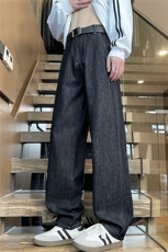 原色牛仔裤男直筒宽松美式休闲秋季2025新款裤子阔腿垂感H901-P50，男装牛仔裤，星座509