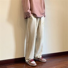 2026秋季高街麂皮绒毛巾绣休闲裤地板景XZ604-KP82-P55控68，男装休闲裤，星座604