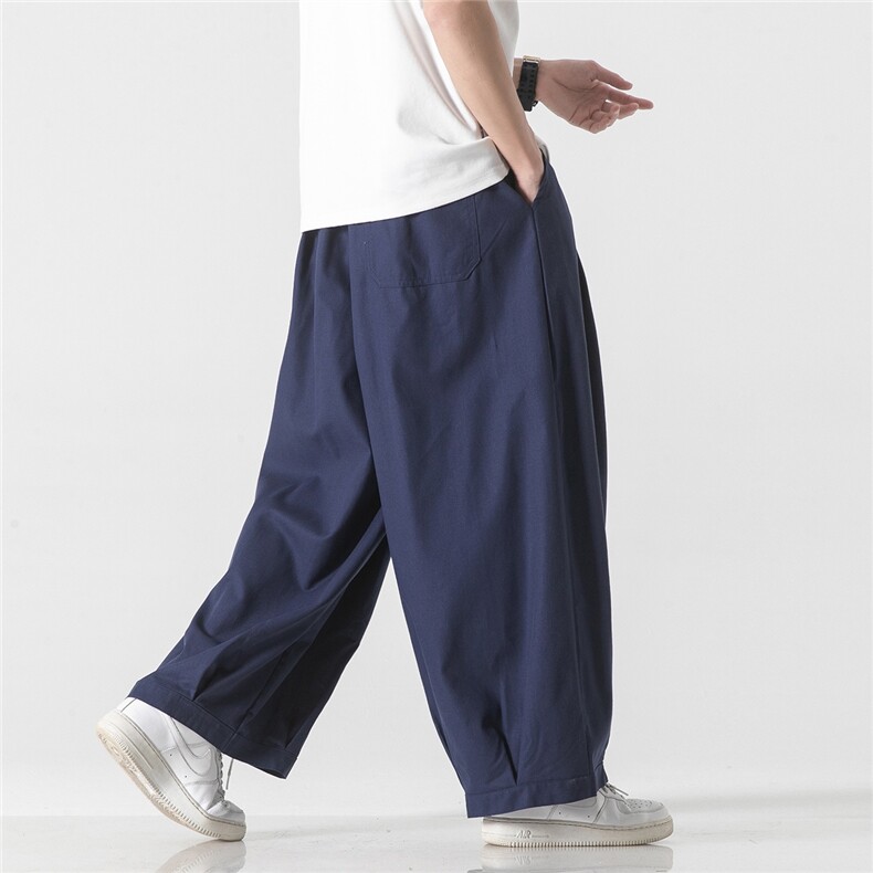 夏季新款大码风棉麻裤休闲直筒阔裤哈伦裤日系复古K181/P70,男装休闲裤,钱塘713