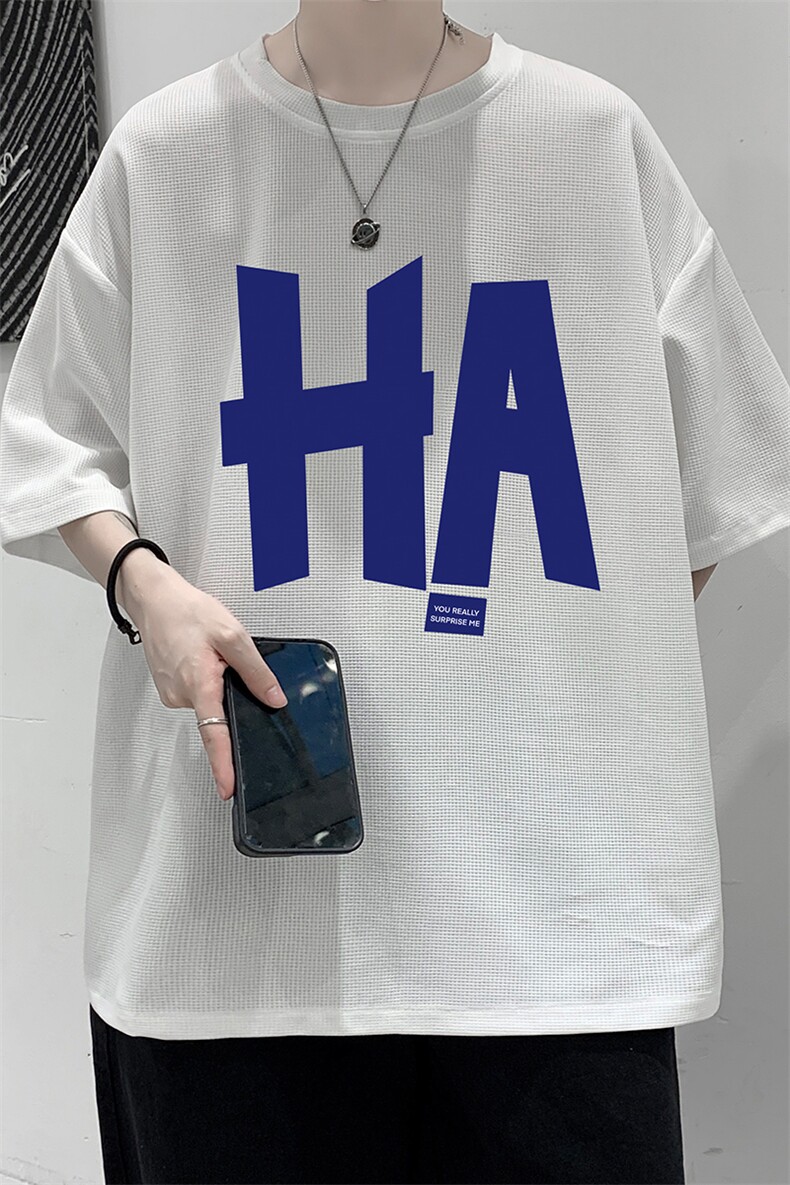HT73258-P22华夫格t恤男短袖男大码五分袖大皂风,男装T恤,电商A040