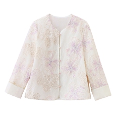 主推现货重工艺新款新中式春季刺绣提花设计感时尚气质减龄外套，女装防晒衣，韩美纤衣