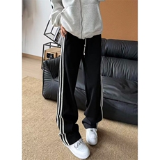 条纹三条杆运动裤2025春季新款垂感直筒裤窄版阔腿裤KJ75，女装休闲裤，星座1116A（原606A-3）