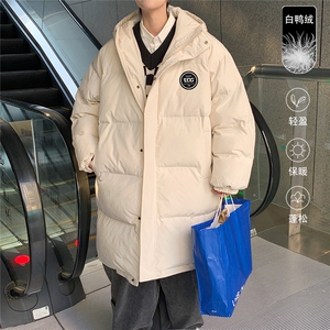 港风23新款冬季时尚情侣百搭连帽长款羽绒服外套YR160P245控298图片