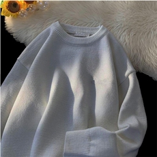 重磅秋冬男女纯色打底针织衫圆领套头半高领毛衣美式复古休闲上衣，男装T恤，电商A443