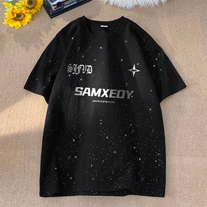 量大优供抖音视频 支持得物配合二开美式满天星亮片短袖T恤MTX337图片