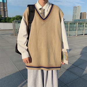秋冬季马甲宽松ins潮流V领针织衫百搭情侣个性坎肩背心 W1543-P30图片