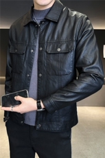 加绒加厚皮夹克男秋冬季2025新款工装口袋外套A313-8861-P148，男装夹克，电商A313