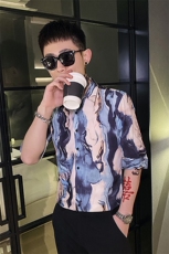 312A-117-P55新款社会小伙中袖衬衫韩版潮流男士五分袖衬衣A，男装T恤，星座312A-5