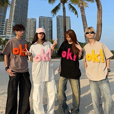 XKSHUO原创美式立体字母印花短袖t恤男女春夏宽松休闲百搭情侣衣，男装T恤，星座1210-1