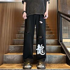 xz116-k1079-P55-控78现货大码破洞牛仔裤，男装牛仔裤，星座116