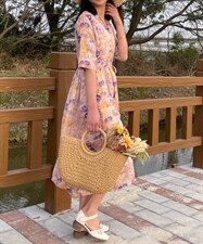 【现货】纯苎紫荆花连衣裙，女装连衣裙，依鼎衣典