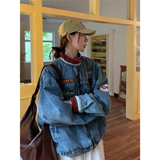JK8945-P71潮牌美式复古立领做旧情侣牛仔外套，男装工装外套，电商B323A