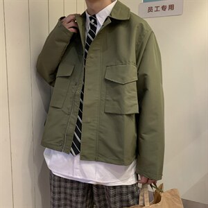 春秋季纯色工装男女ins复古宽松情侣港味夹克上衣潮 W1463-P55图片
