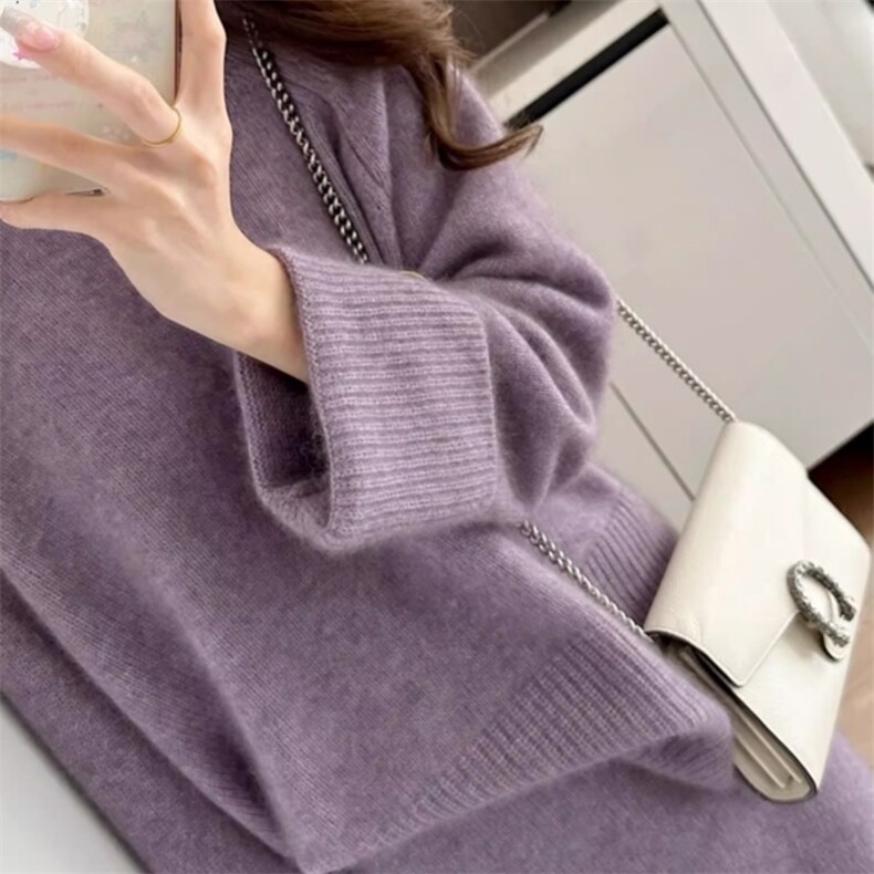 2025年秋季新款百搭女士话紫色套装裙,女装套装/套裙,宛庄羊绒