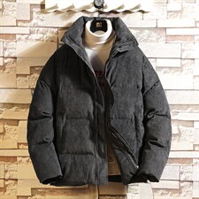 2021冬季新款砖墙挂拍日系大码男灯芯绒休闲衣面包服M7008-P90图片