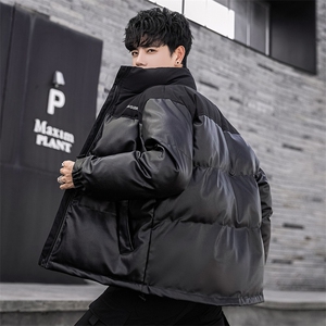 立领潮流皮棉衣男宽松冬季加厚休闲棉服字母棉袄A266-P01-P80图片