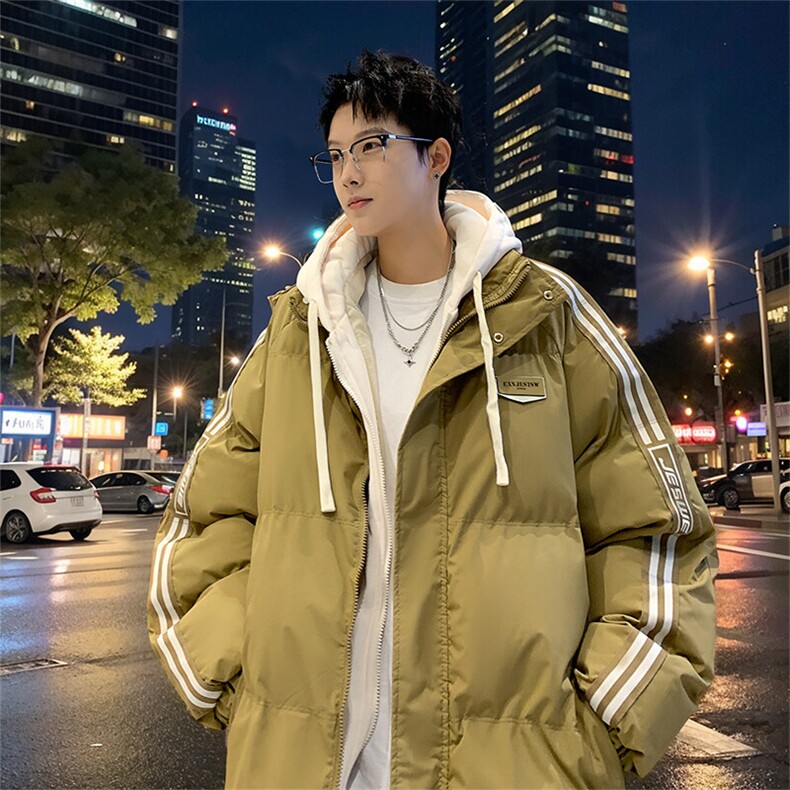 棉衣男冬季新款港风宽松港风假两件连帽学生棉服MY8882-P82,男装棉衣,星座214-3