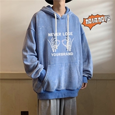 新款秋冬港风宽松连帽套头卫衣X5667-常规P70控88-加绒P80控98，男装卫衣，电商A061-1