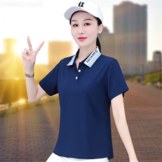 燕颉POLO衫夏款女士2023夏季新款中老年妈妈翻领衣服正肩体恤上衣，女装T恤，燕颉服饰