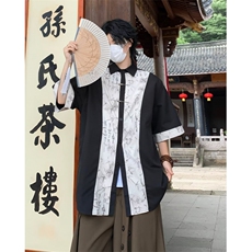 文艺青春流行潮ins潮流衬衫新款百搭标准夏季男时尚五分袖，男装衬衫，星座716-4