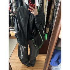 网设计感黑色撞色格子开衫秋冬户外骑行夹克外套B65-P65，男装夹克，星座910-1