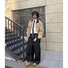 美式工装帆布外套男女2025春秋冬宽松百搭休闲夹克上衣W6656-P98，男装夹克，星座412-1
