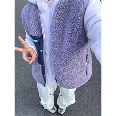 高品户外情侣撞色拼接羊羔毛立领摇粒绒马甲外套男女A1143-P72，女装短外套，星座1505