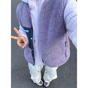 高品 户外情侣撞色拼接羊羔毛立领摇粒绒马甲外套男女 A1143-P72图片