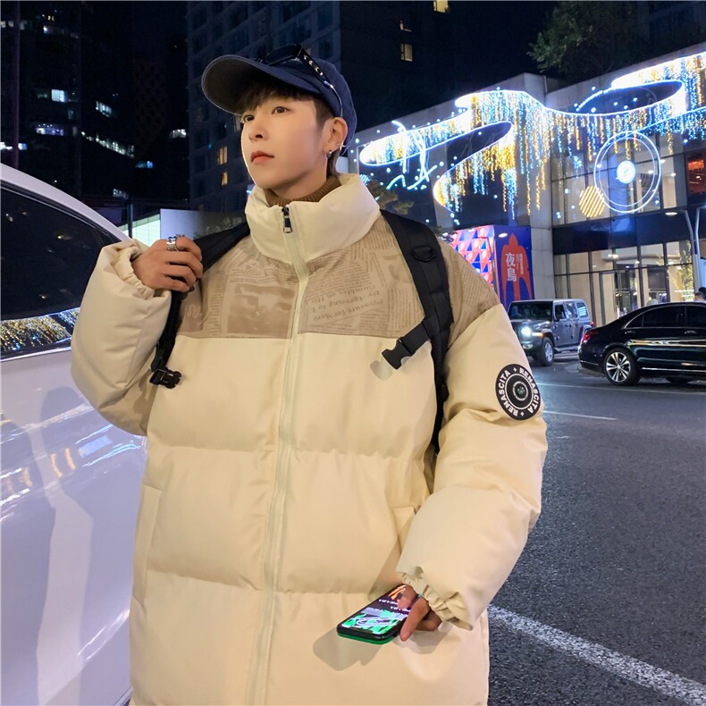 PU皮棉服冬季宽松港风棉衣立领冬装棉袄PM01-P115限158抖音控178,男装棉衣,电商B370