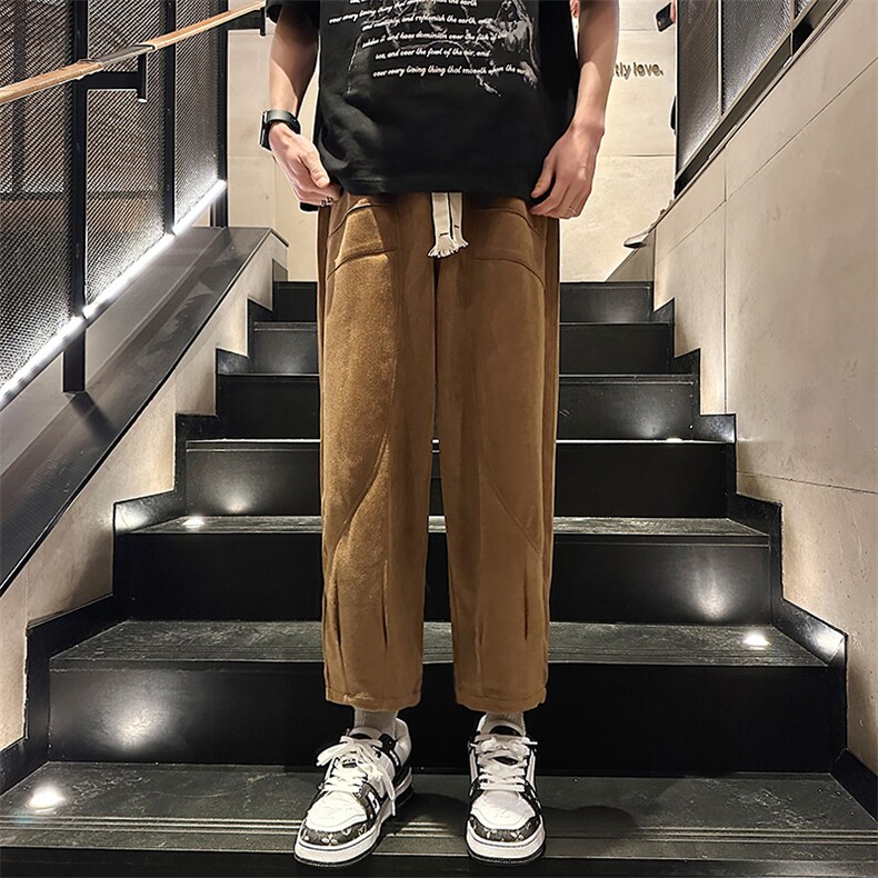 K3968-P40夏季新款麂皮绒百搭直筒宽松休闲九分裤,男装休闲裤,星座109