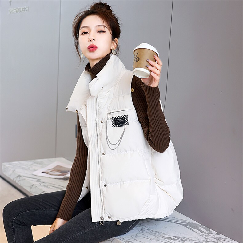 羽绒马甲女短款2022年新款白鸭绒羽绒服百搭外穿保暖无袖外套,女装马甲,卡杰菲