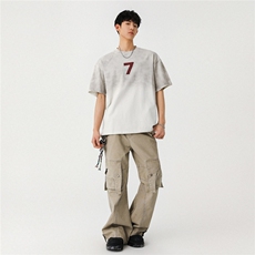 2025新款潮牌短袖宽松韩版字母印花扎染工艺T恤T8823/P5588，男装T恤，星座202