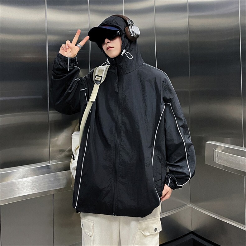 防晒衣男女韩版潮流反光条户外透气夏季2024新款ins外套W5816-P43，男装防晒衣，星座412-2