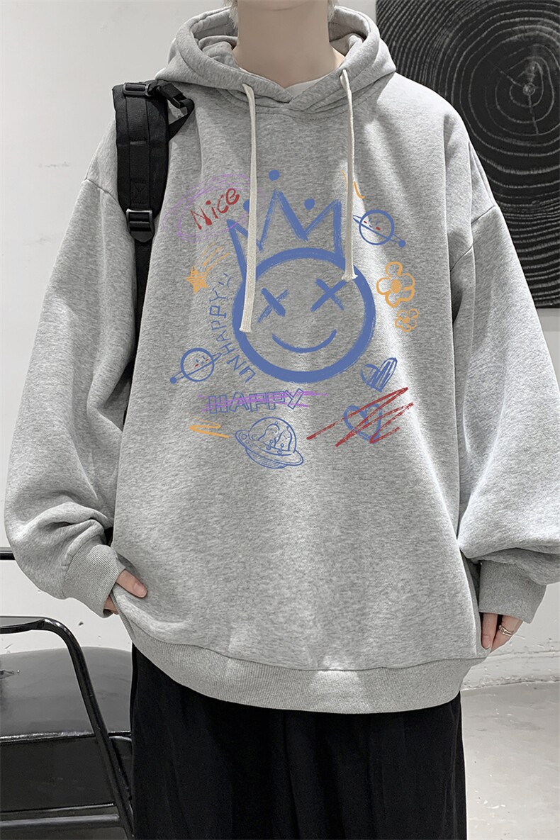 WY2180-P35加绒款-P40纯棉连帽卫衣男大码运动帽衫宽松薄外套男,男装卫衣,电商A040