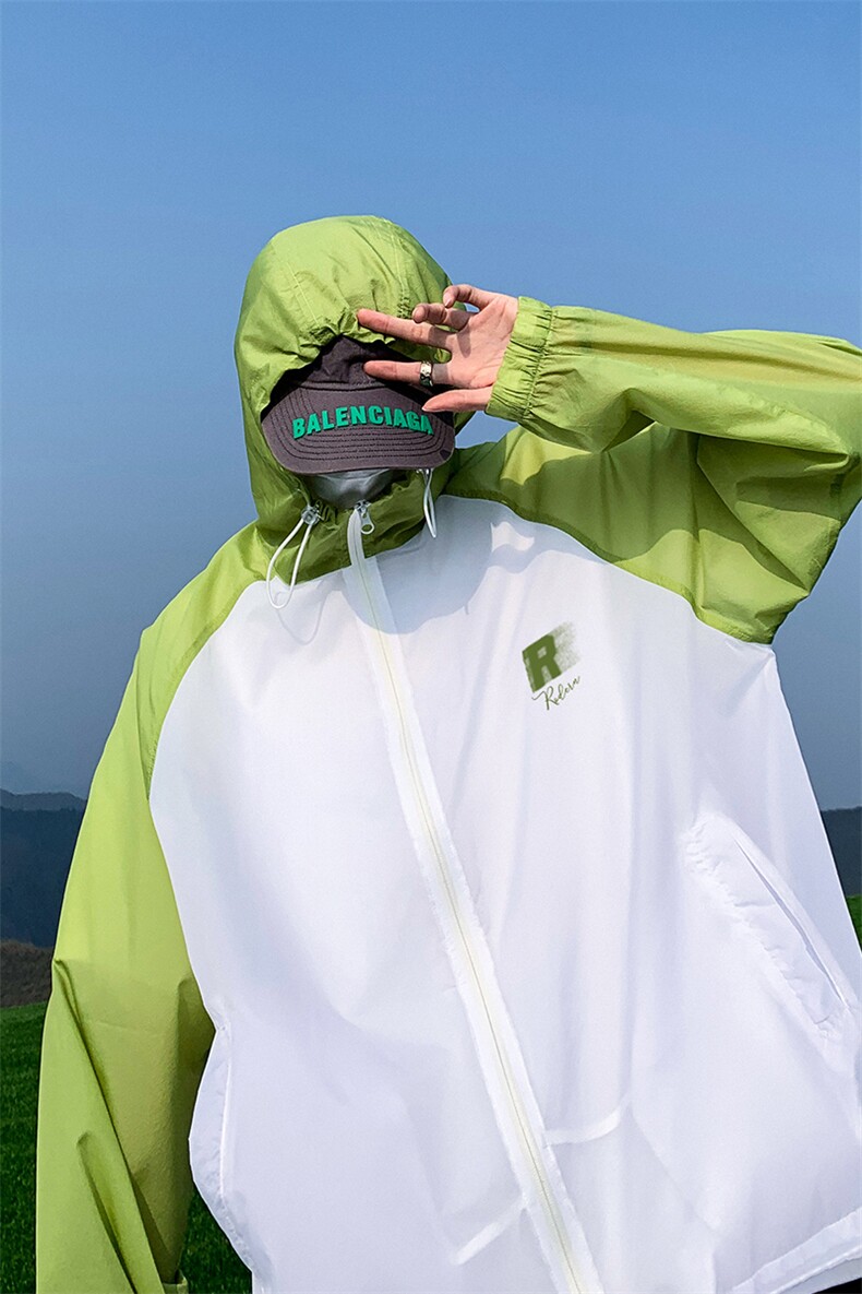 时尚防晒服拼色美式防紫外线薄款UPF50+凉感防晒衣F61401-P65控88,男装防晒衣,电商A268A