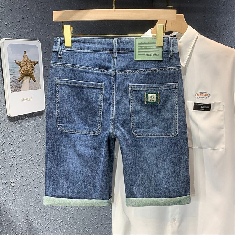 抖音直播夏季牛仔短裤男刺绣弹力YKK拉链休闲五分裤DK6578-P60,男装牛仔裤,星座1207-1