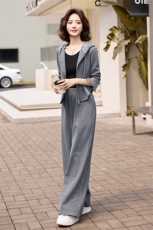 洋气运动套装2024秋装新款女装修身显瘦连帽卫衣外套阔腿裤两件套，女装套装/套裙，依如秀(原杭风阁)