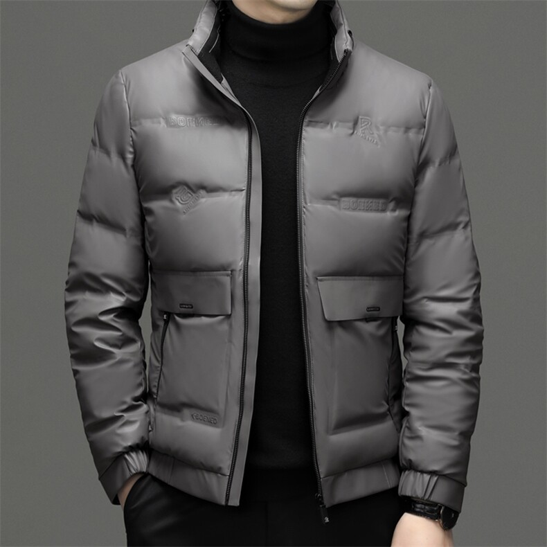 男士冬季新款中年加厚保暖羽绒服爸爸装男装立领纯色鸭绒外套,男装羽绒服,电商B212（原钱塘6029）