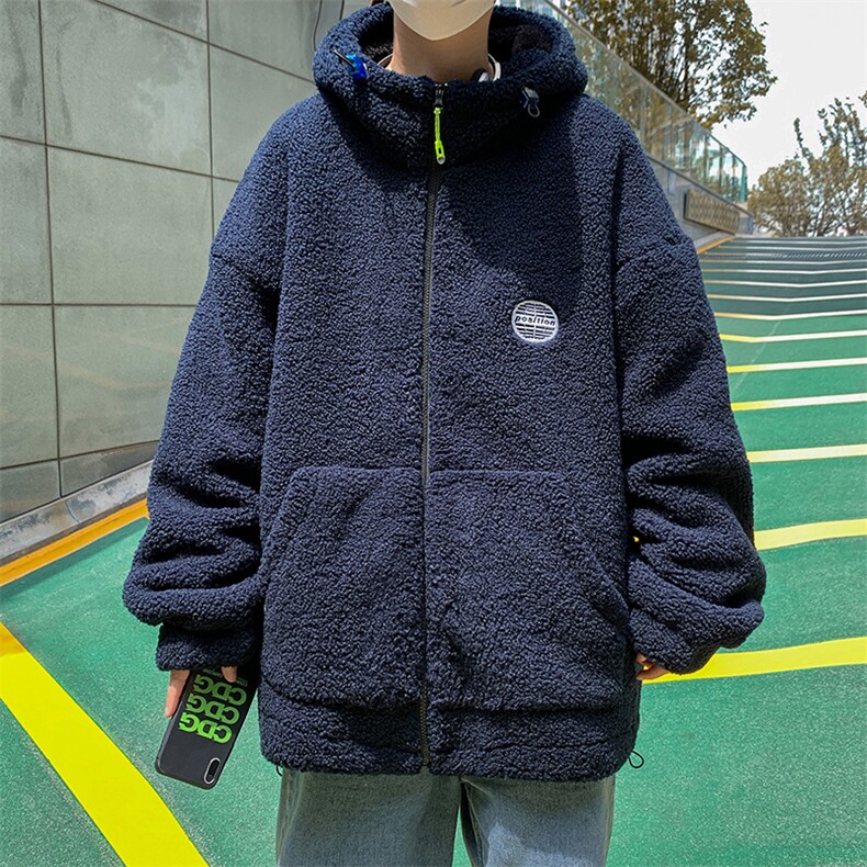 秋冬港风连帽棉衣男羊羔绒外套加绒加厚MY501P128控158,男装棉衣,星座517A-1