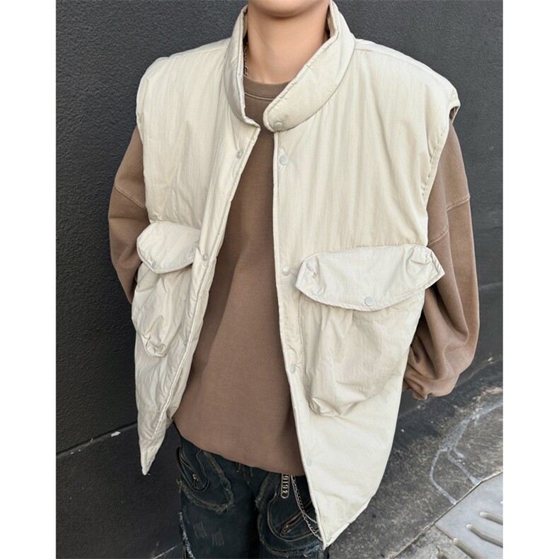 美式复古潮牌大口袋纯色马甲男宽松加厚保暖无袖坎肩棉服MJ51P68,男装背心/马甲,星座1013-1