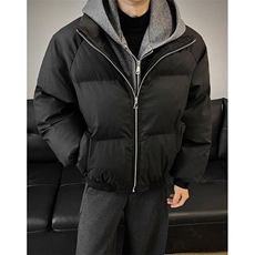 现货高品质重磅工艺美式高街假两件PU皮棉衣男女加厚棉服外套，男装棉衣，电商A486-1